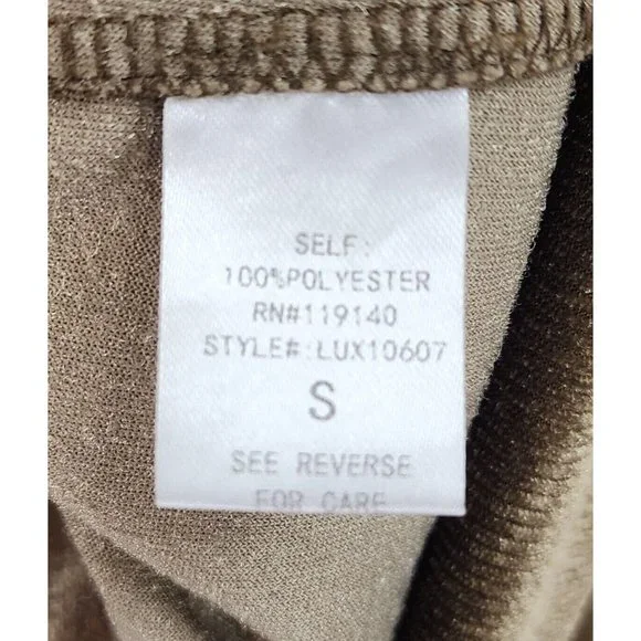 Anna Grace Hoodie Womens Small Gold Brown Retro Soft Velour 1/2 Zip Pullover - Picture 12 of 12